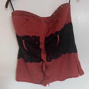Strapless Bebe Top with black lace